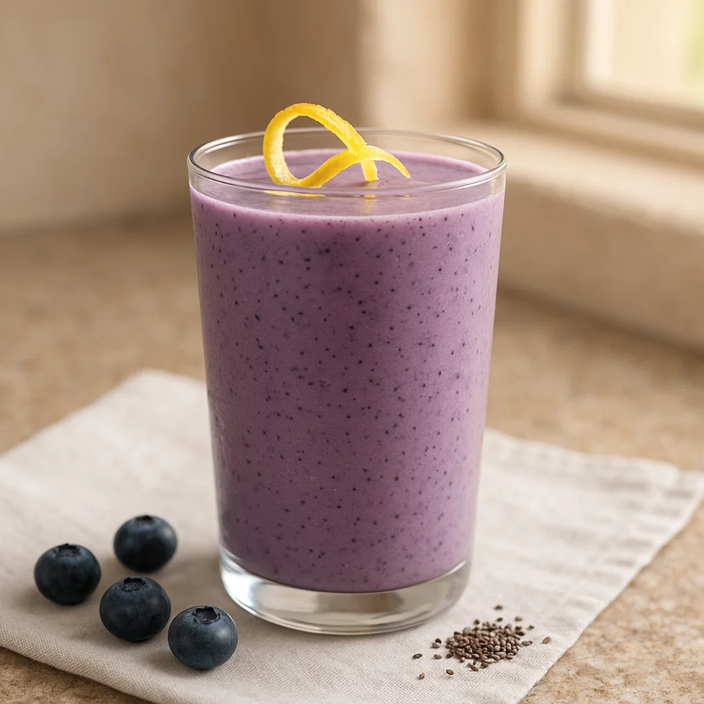 Berberine Smoothie: A Refreshing Way to Boost Health 5 berberine smoothie in a clear glass with lemon zest and berries