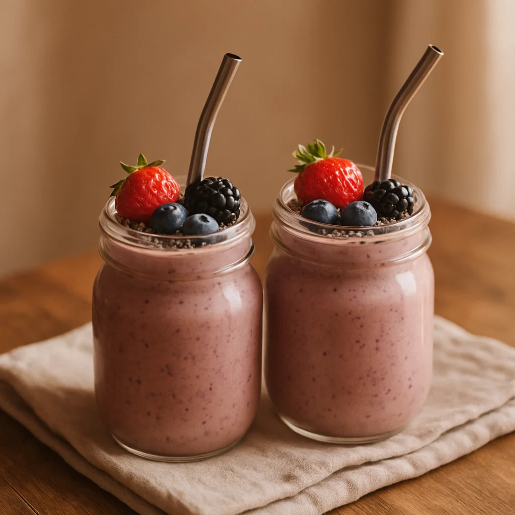 Berry Glutathione Smoothie – 5 Proven Ways to Glow 5 Berry Glutathione Smoothie served in small jars