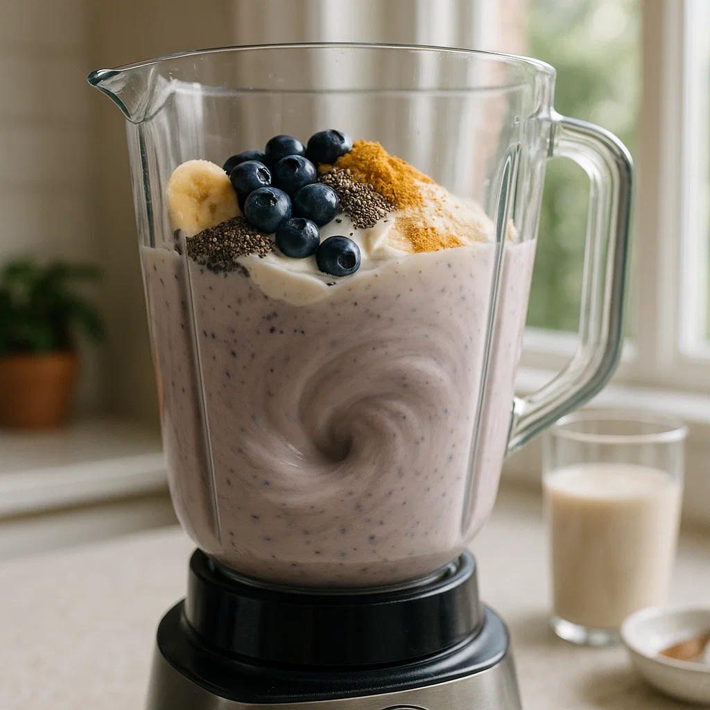 Berberine Smoothie: A Refreshing Way to Boost Health 8 blender vortex mixing berberine smoothie ingredients