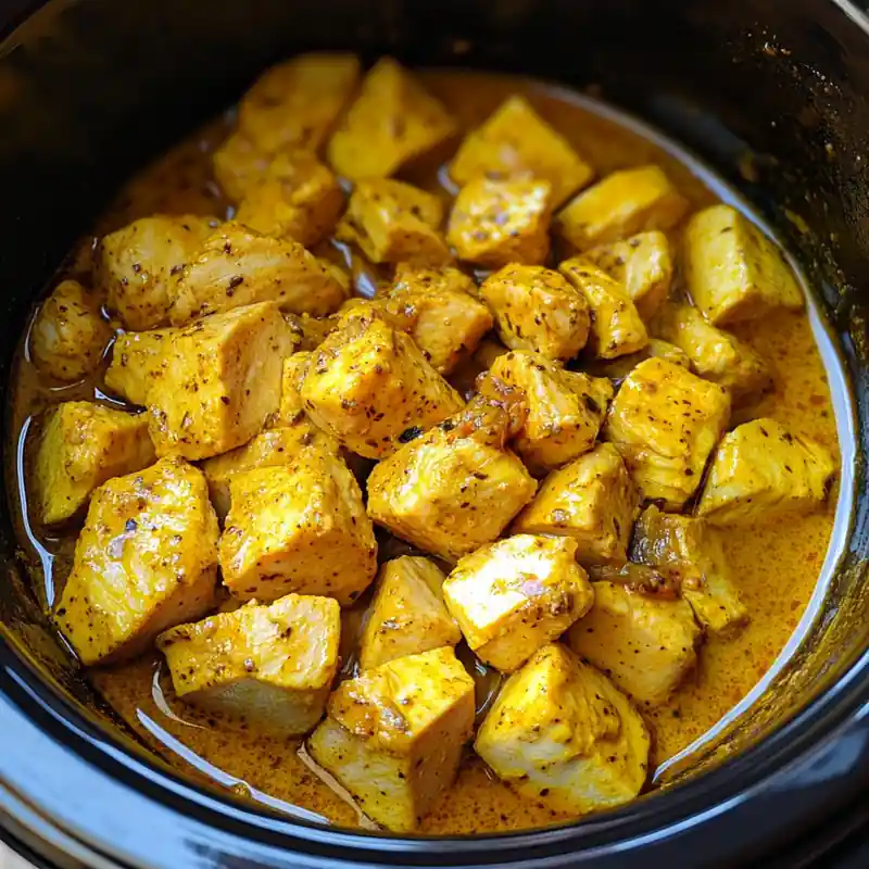 Low FODMAP Slow Cooker Chicken Curry Recipe in 6 steps 8 Chicken with spices for low FODMAP curry