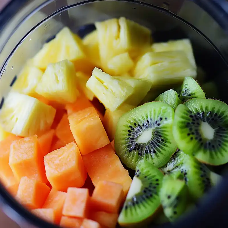 Digestive Enzyme Smoothie for Better Digestion and Energy 7 Adding fruits to blender for enzyme smoothie