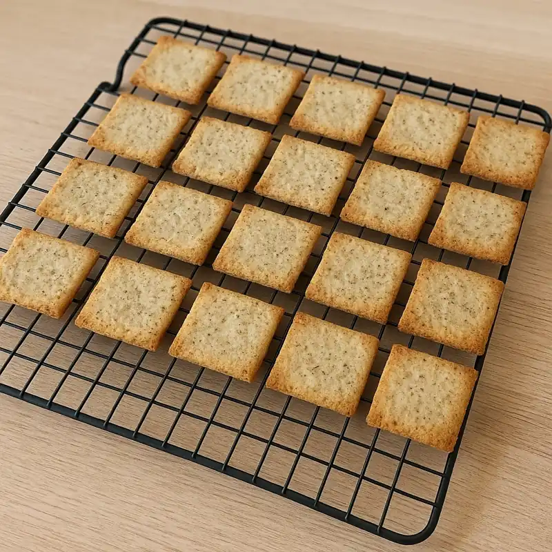 Low FODMAP Crackers Recipe for a Crunchy Snack - 6 steps 10 baked low fodmap crackers recipe on tray