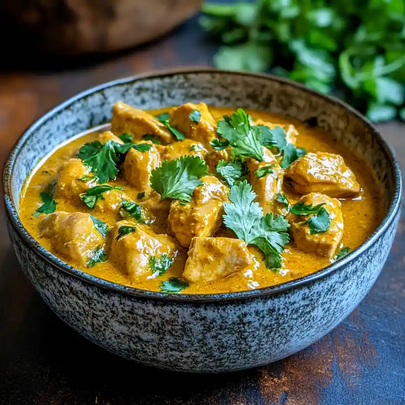 Low FODMAP slow cooker chicken curry served warm
