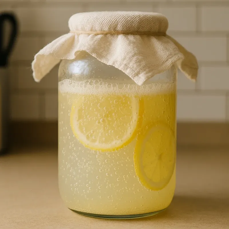Postbiotic Lemonade Recipe – Refreshing & Proven Gut Drink 10 fermenting postbiotic lemonade recipe in jar