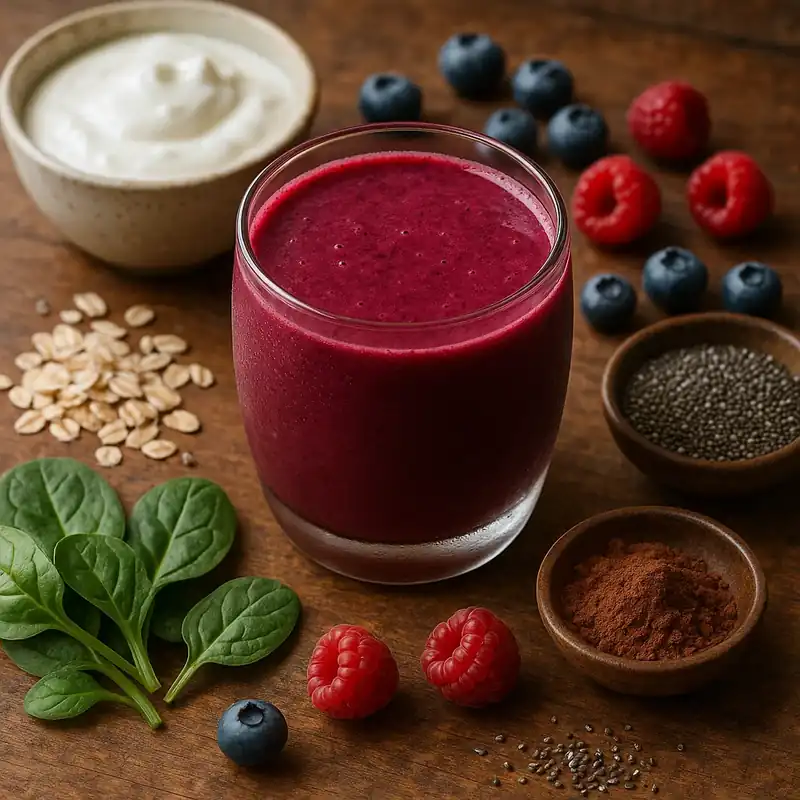 Psychobiotic Smoothie Recipe featured image with berries and kefir