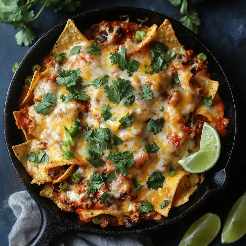 Low-FODMAP Nachos Recipe for a Delicious, Gut-Friendly Treat 11 Serving low-FODMAP nachos recipe in skillet