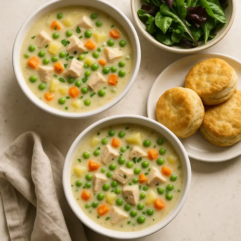 Healthy Chicken Pot Pie Soup – 5 Brilliant Tips, Feel-Good Flavor 9 Serving healthy chicken pot pie soup with biscuits