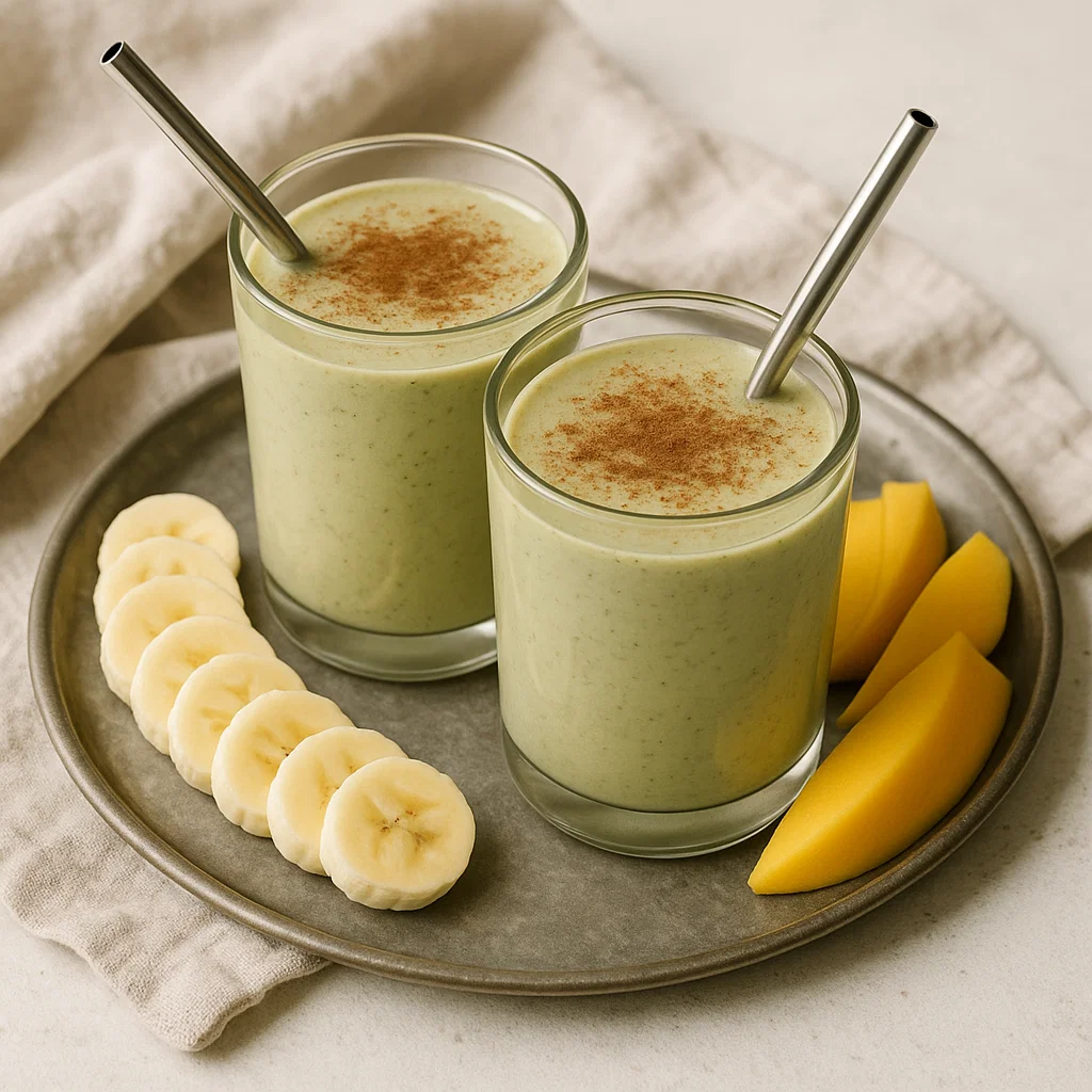 Green Banana Flour Smoothie | 5 Amazing Gut-Boosting Benefits 5 served green banana flour smoothie with cinnamon